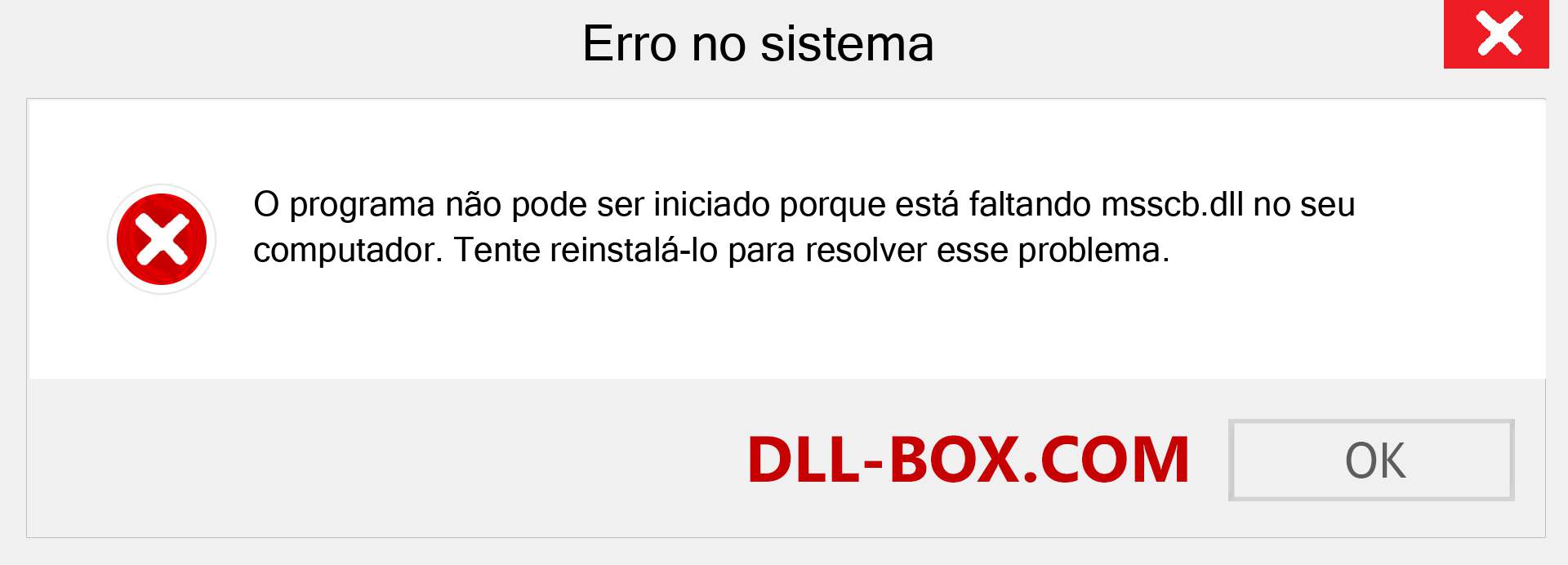 Arquivo msscb.dll ausente ?. Download para Windows 7, 8, 10 - Correção de erro ausente msscb dll no Windows, fotos, imagens